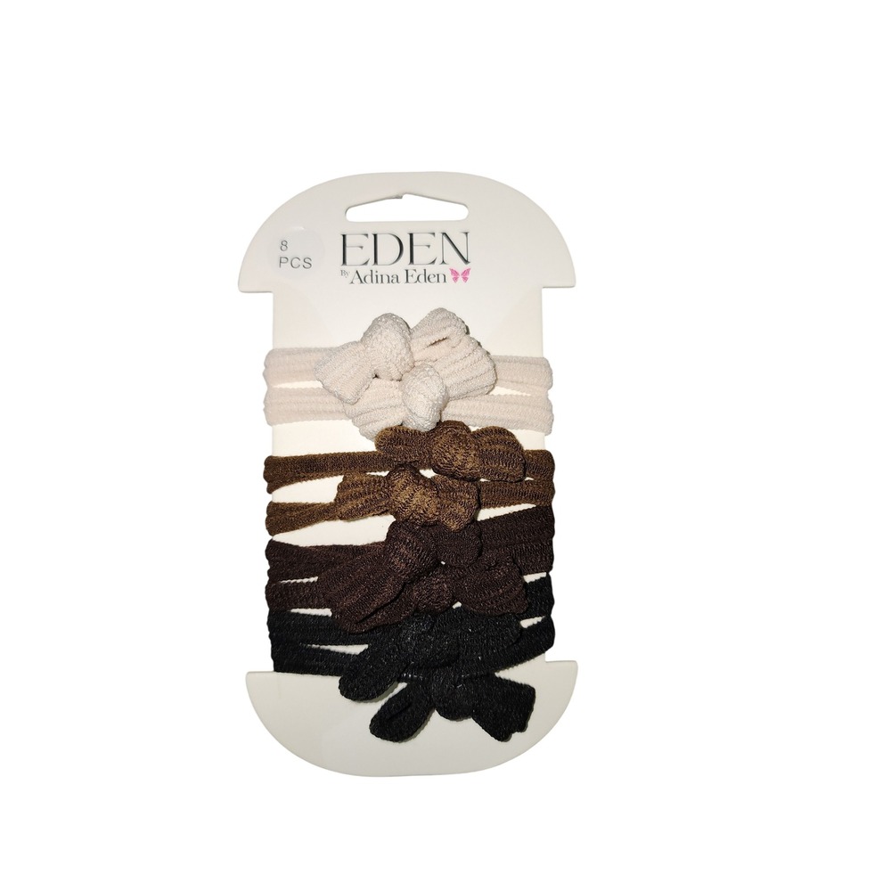 Set of 8 Eden by Adina Eden Bow Hair Ties in assorted neutral colors